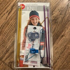 New Boye "I Taught Myself To Knit" Kit 18 Projects With Instructions & Tools